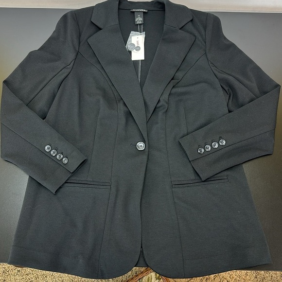 Lane Bryant Black One Button Closure Stretch Blazer Sz 14 Office Career - Picture 14 of 14